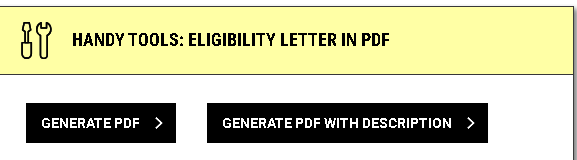 Screenshot of the Handy Tools section with the Generate PDF and Generate PDF with Descriptions button.