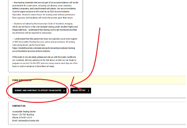 Screenshot indicating the final button to submit your course instruction template. 