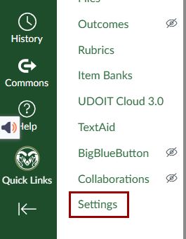 Click on Settings at the bottom of the Canvas course menu