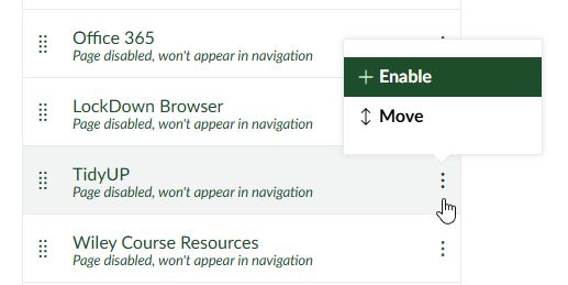 3-dots menu to enable TidyUp