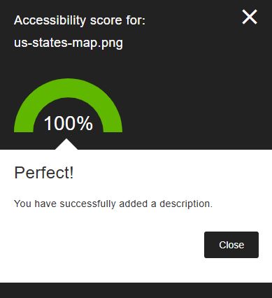 Accessibility score is now 100% for the image after adding alt text