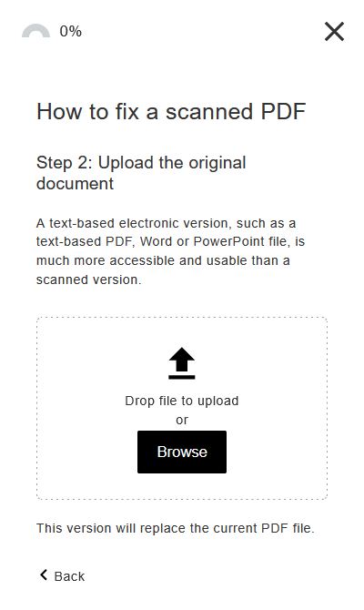 Drag file or browse to upload the original document