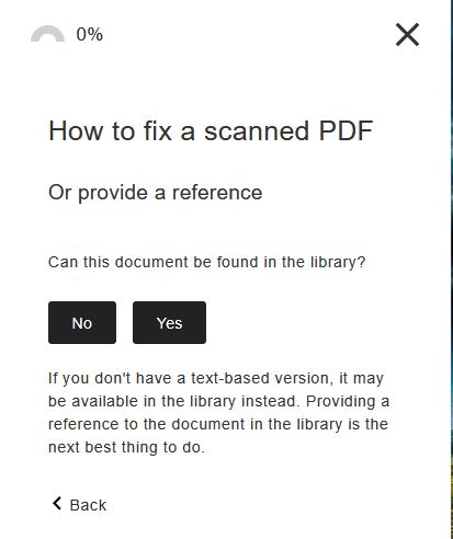 Can this document be found in the library? No and Yes buttons.
