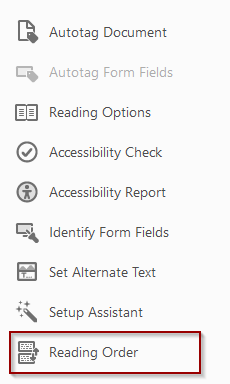 Reading Order under Accessibility Toolbar