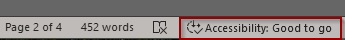 Accessibility is check as Good to go in Accessibility bottom bar