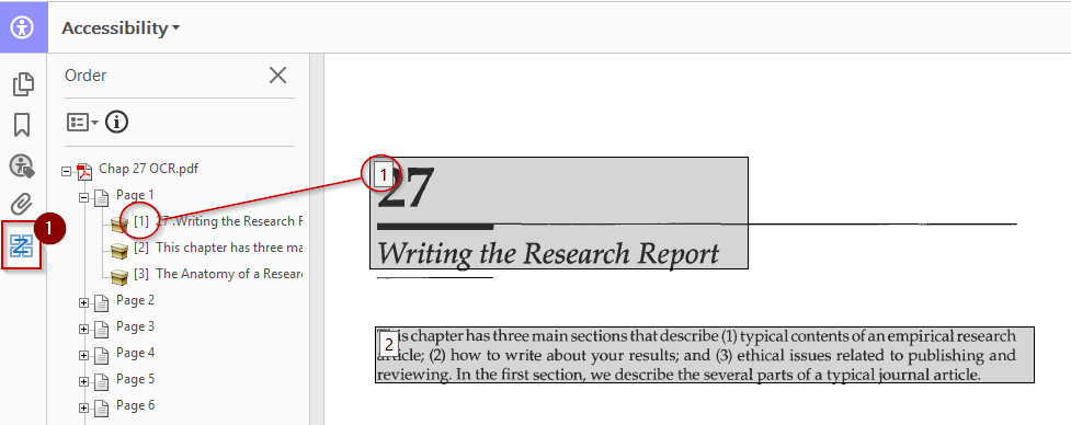 Number "1" tag on Title "Writing the Research Report"