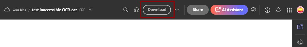 Download button in top menu