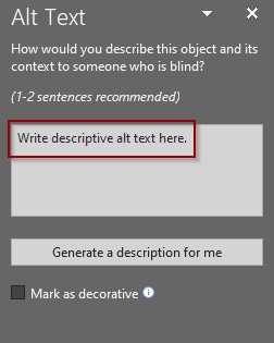 Descriptive alt text box