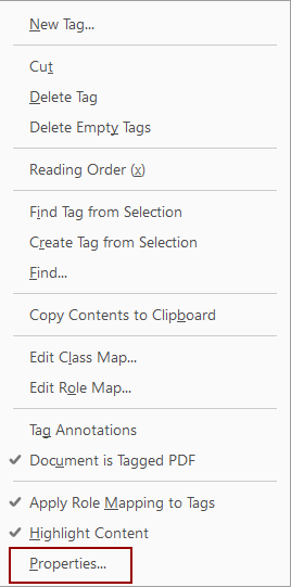 Properties tab