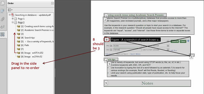 Reordering number "8" tag on lefthand side to "3" tag
