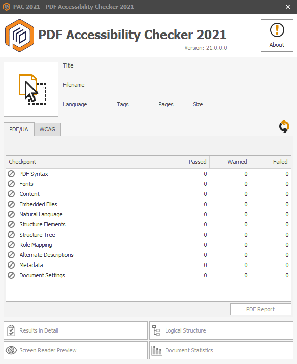 PAC PDF Accessibility Checker menu